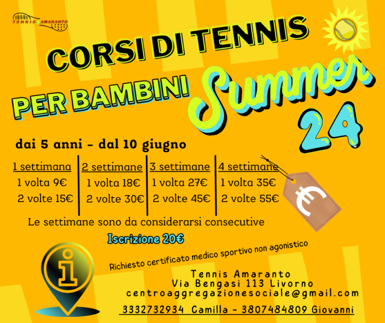 corsi di tennis per bambini