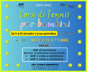 corsi di tennis per bambini livorno